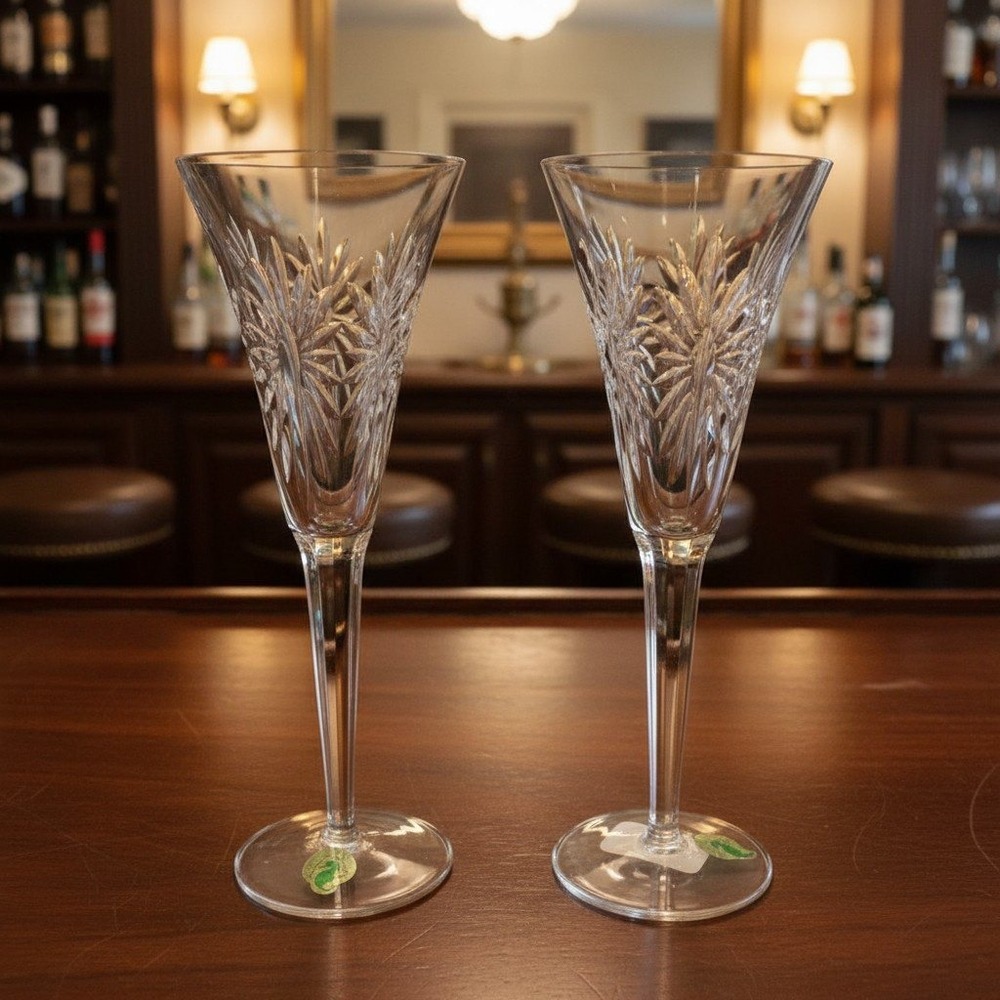 Waterford Millennium 2 TOASTING CHAMPAGNE FLUTES Health 9" Glasses Original Box